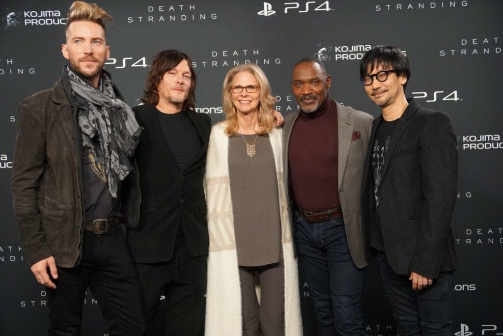 an image of Hideo Kojima and the main Cast of Death Stranding