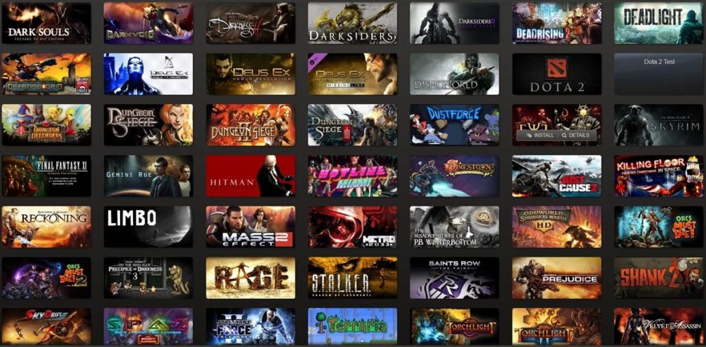 an image of many different video games in the Steam Store