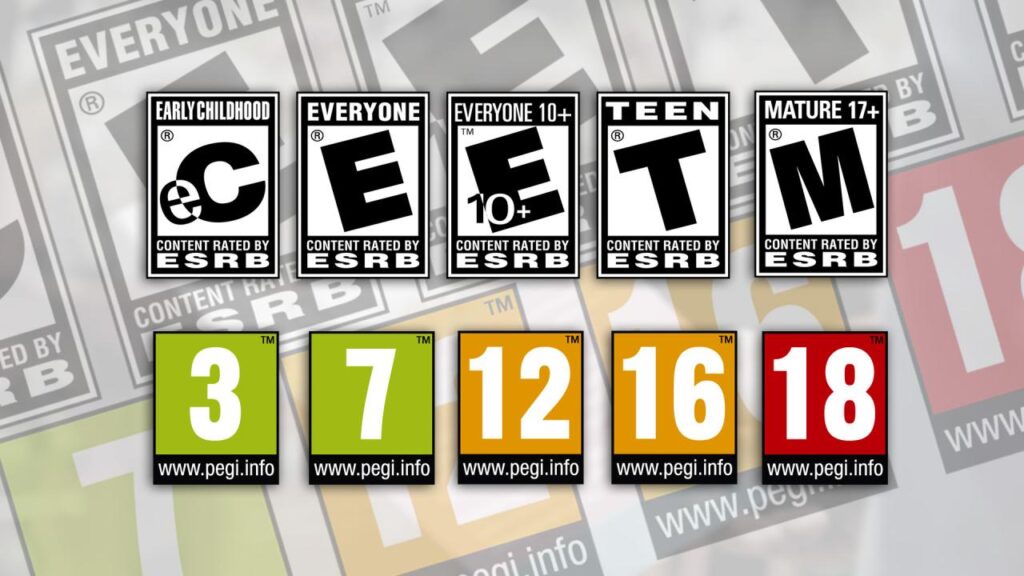A picture of game rating tags.