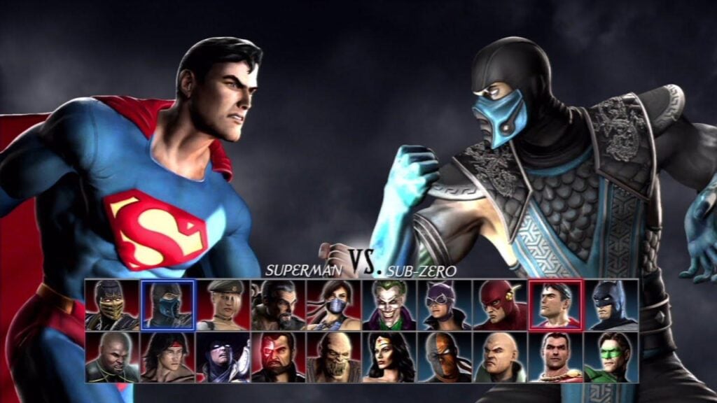 character selection menu of Mortal Kombat VS DC Universe