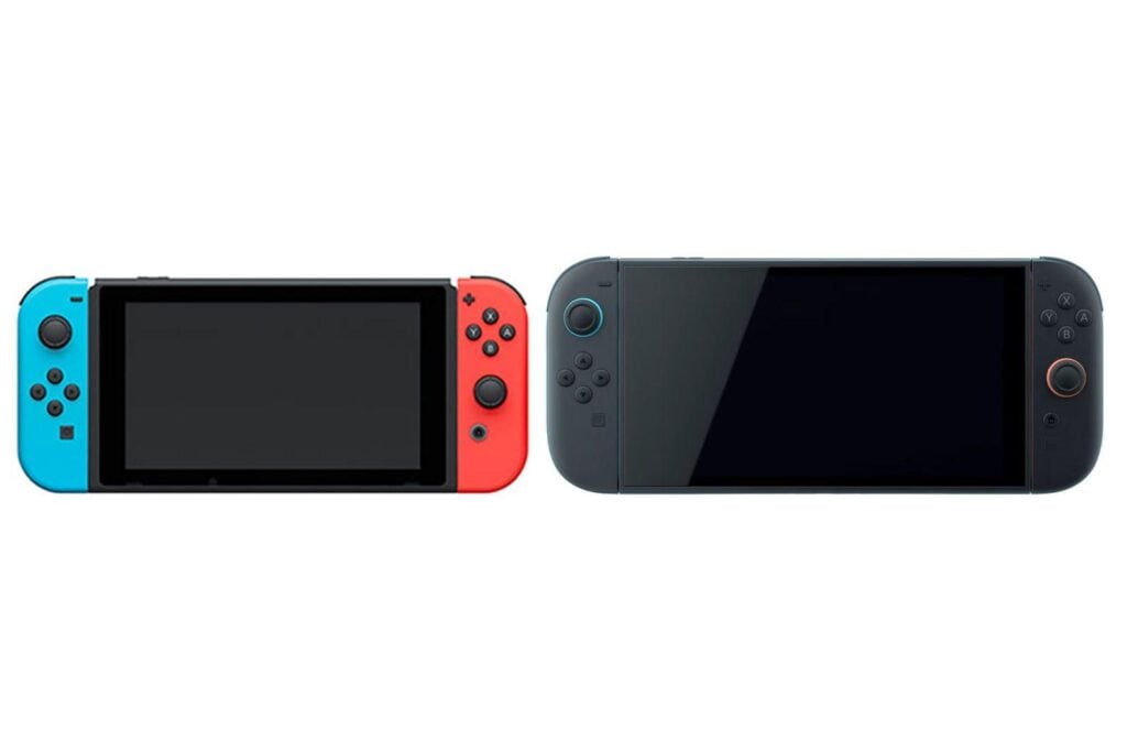 a picture of Switch and Switch 2 size comparison