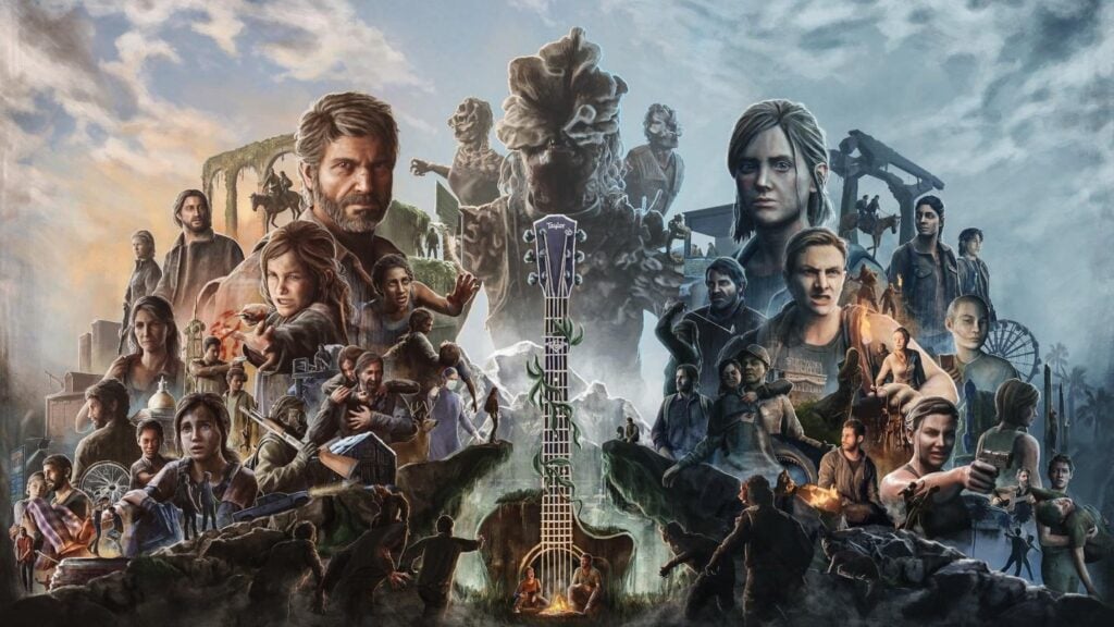 a wallpaper of many different characters of The Last of Us Series