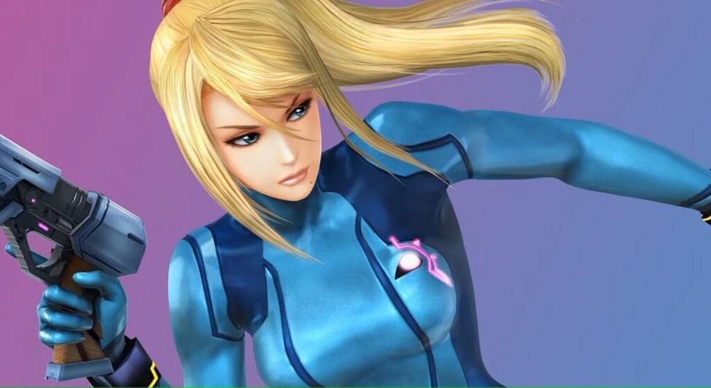 an image of Samus Aran without her Suit