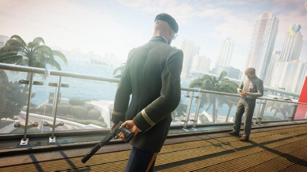 an image of Agent 47 in a stealth mission