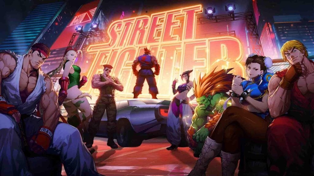 a wallpaper of Street Fighter with its famous characters