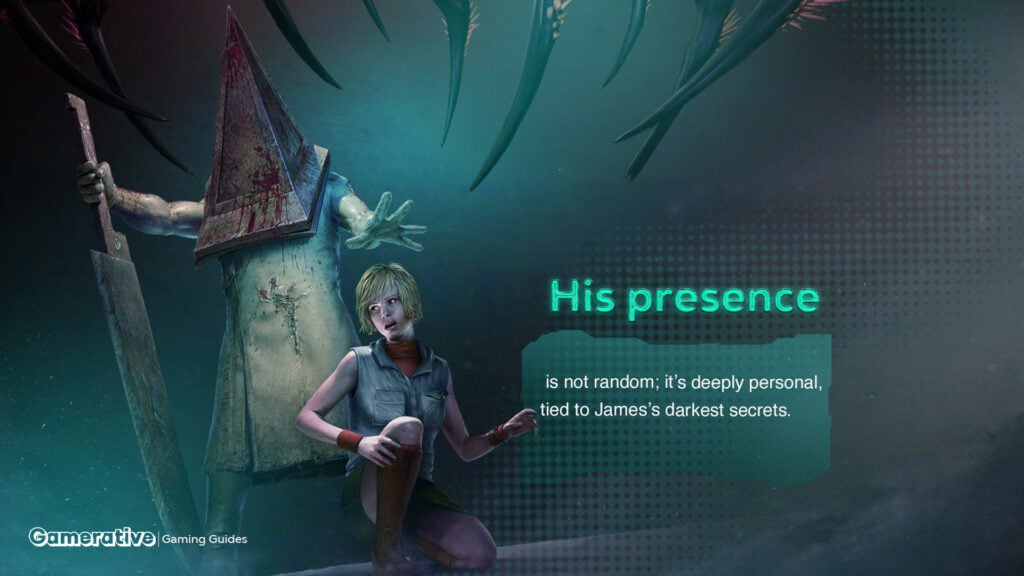 Pyramid Head's presence in Silent Hill 2 is not random; it’s deeply personal, tied to James’s darkest secrets.