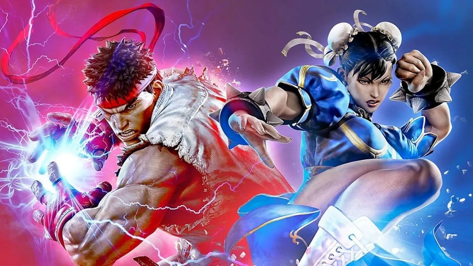 a wallpaper of Ryu and Chun-Li from the Street Fighter Series