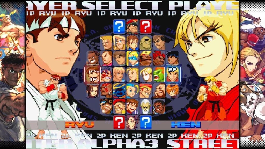 a picture of the Character Selection Menu of Street Fighter Alpha 3