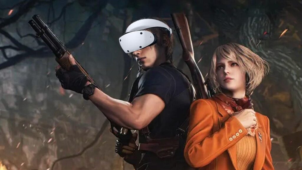 Resident Evil 4 Remake Showing Leon with a VR headset