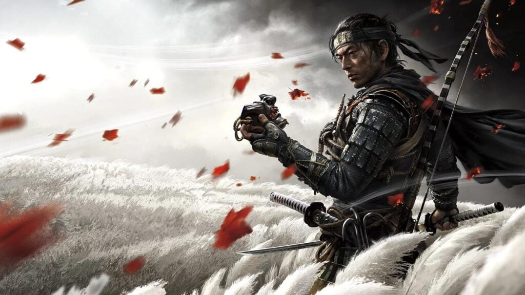 a wallpaper of Ghost of Tsushima